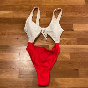 Red & White Monokini